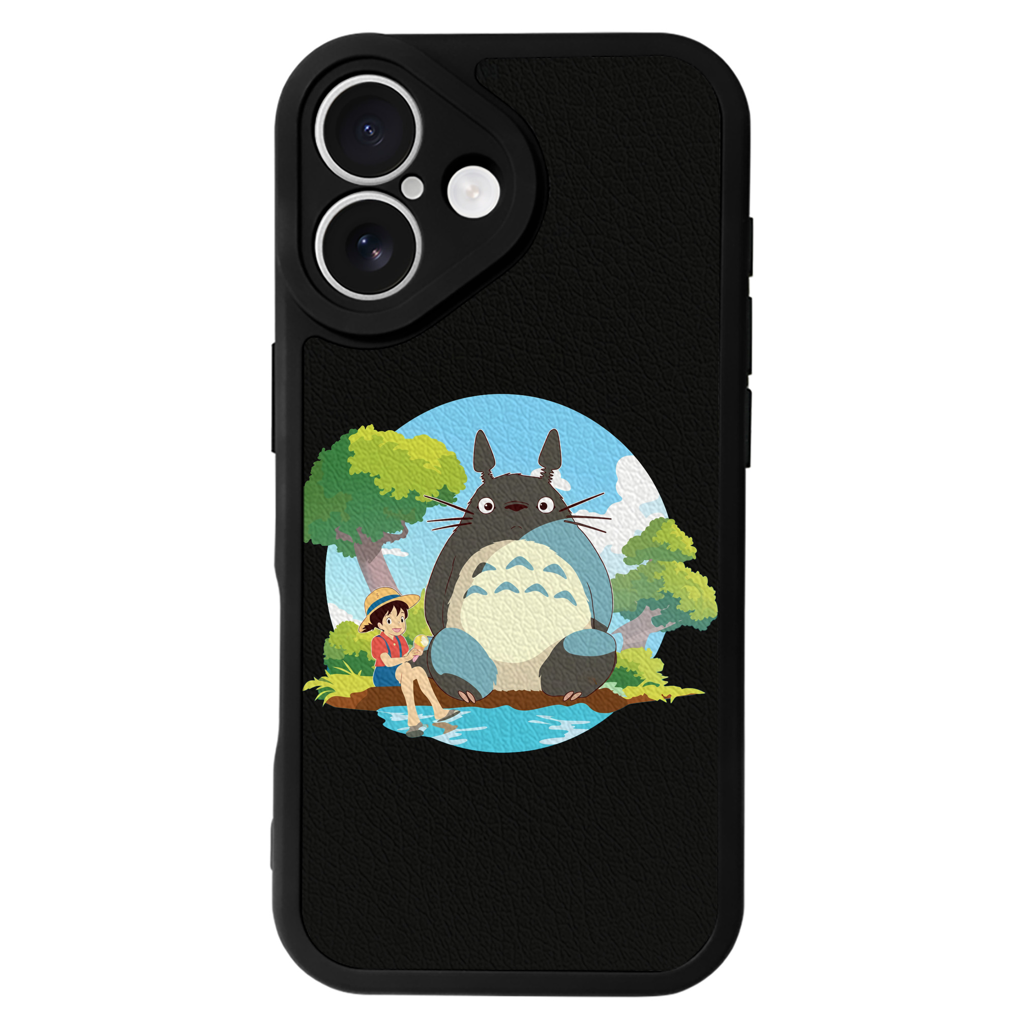 （画像用） となりのトトロ 草壁メイ 草壁サツキ My Neighbor Totoro Satsuki Kusakabe Mei Kusakabe 【iPhone 16シリーズ対応】シリコンスマホケース（レザー調） 材質：シリコン